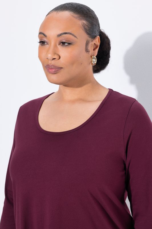 Classic A-Line 3/4 Sleeve Round Neck Knit Tunic