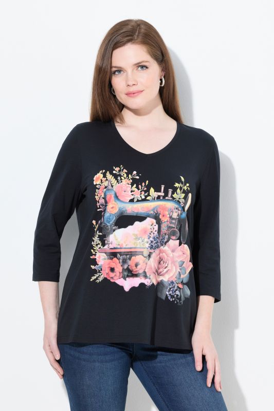 Sewing Machine 3/4 Sleeve Graphic Tee