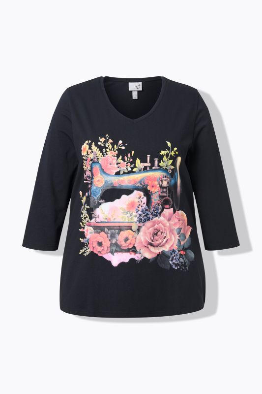 Sewing Machine 3/4 Sleeve Graphic Tee