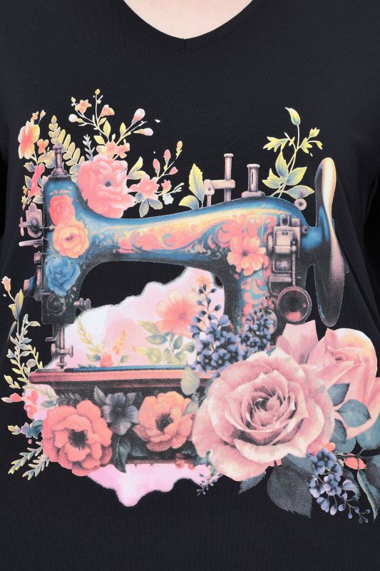 Sewing Machine 3/4 Sleeve Graphic Tee