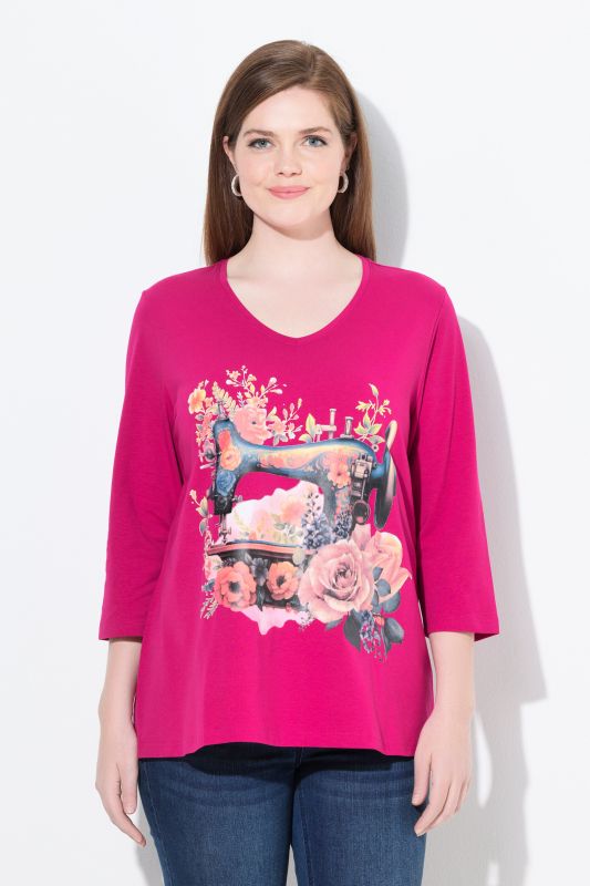 Sewing Machine 3/4 Sleeve Graphic Tee