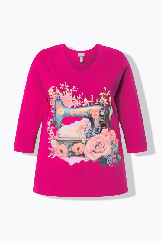 Sewing Machine 3/4 Sleeve Graphic Tee