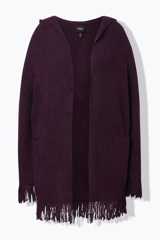 Fringed Open Shape Hooded Cardigan