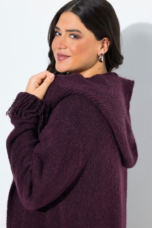 Fringed Open Shape Hooded Cardigan