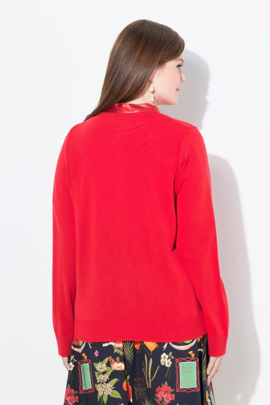 Satin Flower Long Sleeve Cardigan