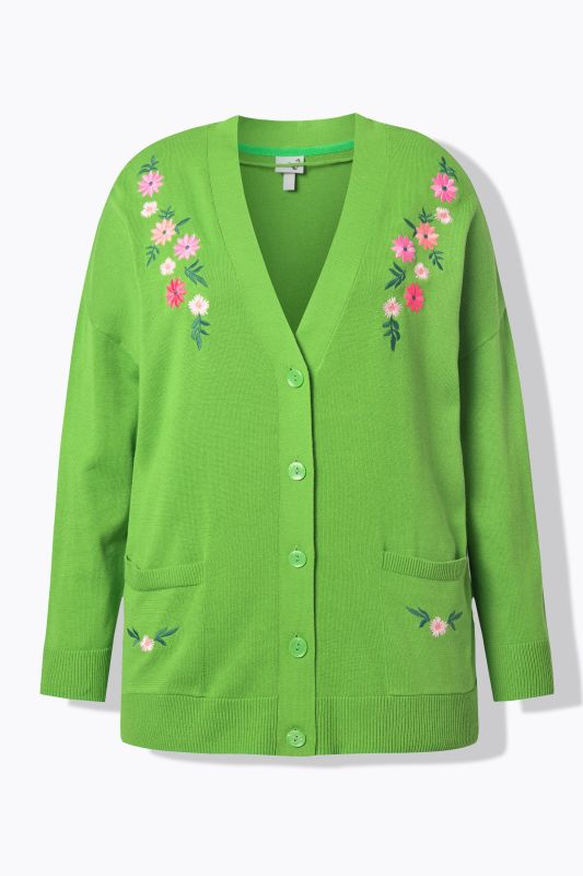 Flower Embroidered Long Sleeve Cardigan