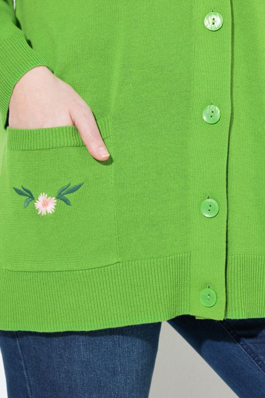 Flower Embroidered Long Sleeve Cardigan