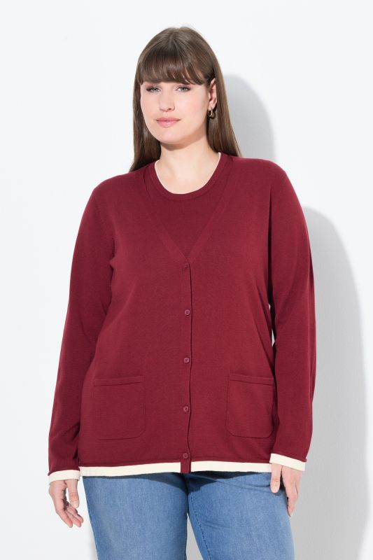 Eco Cotton Contrast Color Knit Cardigan