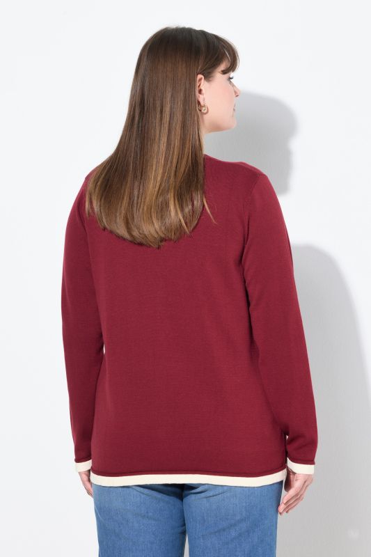 Eco Cotton Contrast Color Knit Cardigan