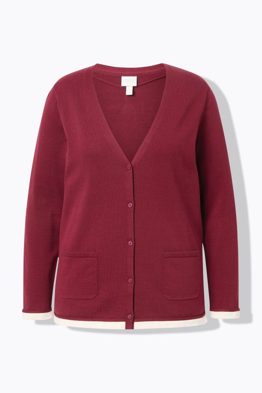 Eco Cotton Contrast Color Knit Cardigan