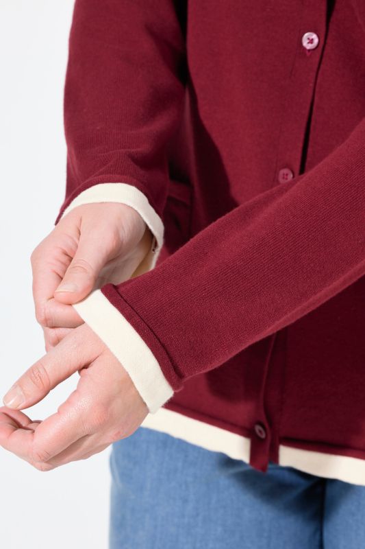 Eco Cotton Contrast Color Knit Cardigan