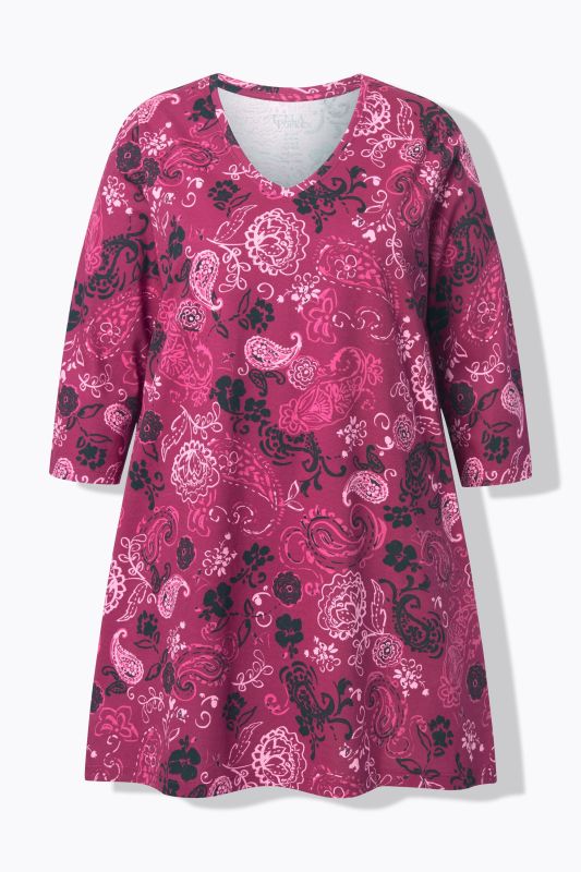 Floral Paisley Print Empire Knit Tunic