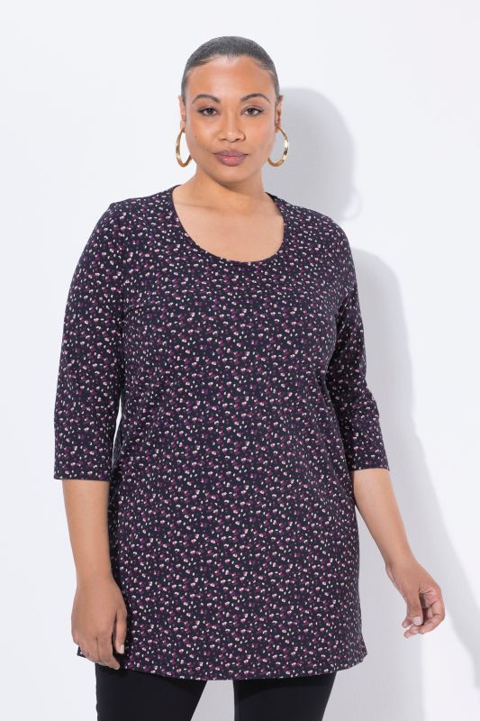 Calico Floral Print Empire Knit Tunic