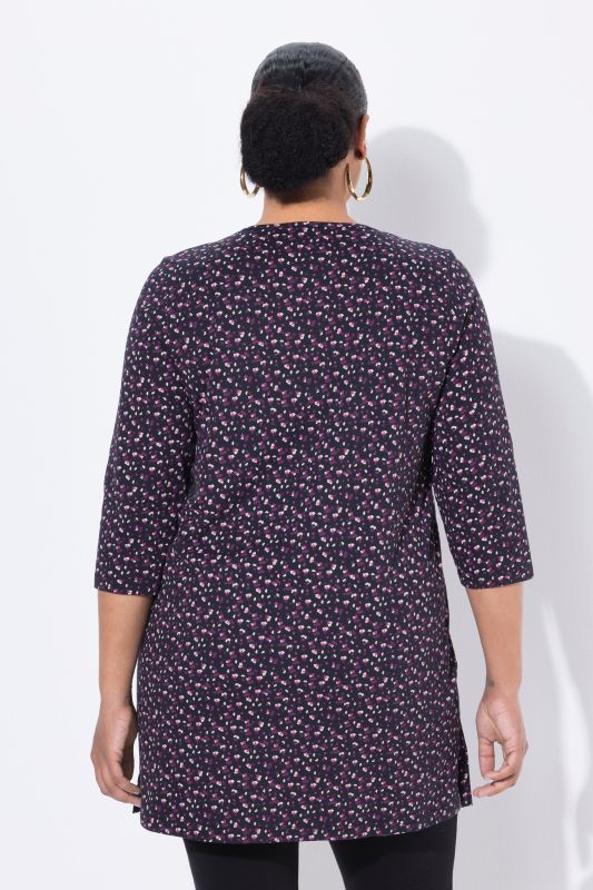 Calico Floral Print Empire Knit Tunic