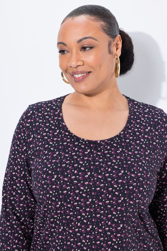 Calico Floral Print Empire Knit Tunic