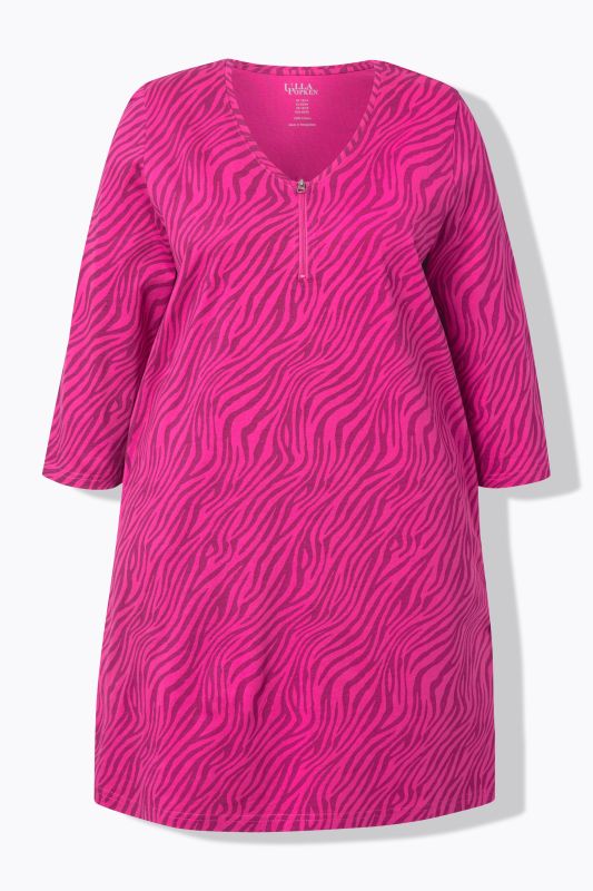 Pink Zebra Print Empire Zip-Front Knit Tunic
