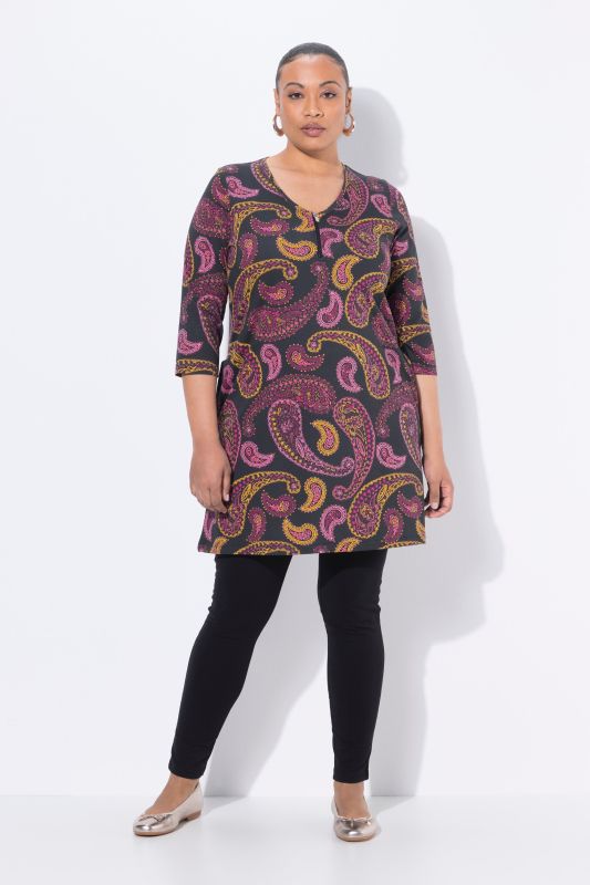 Midnight Paisley Print Empire Knit Tunic