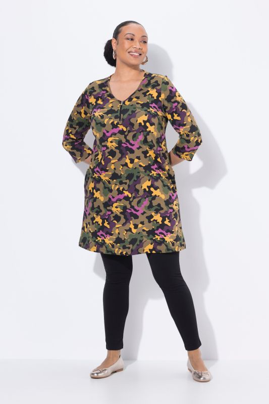 Camo Print Empire Knit Tunic