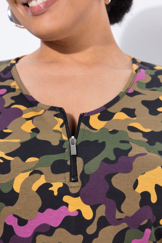 Camo Print Empire Knit Tunic