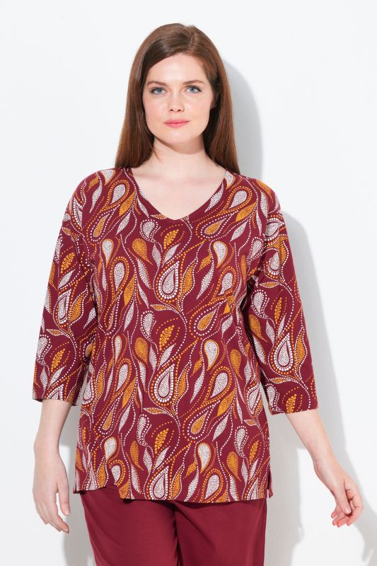 Eco Cotton Paisley Print 3/4 Sleeve Pajama Tee