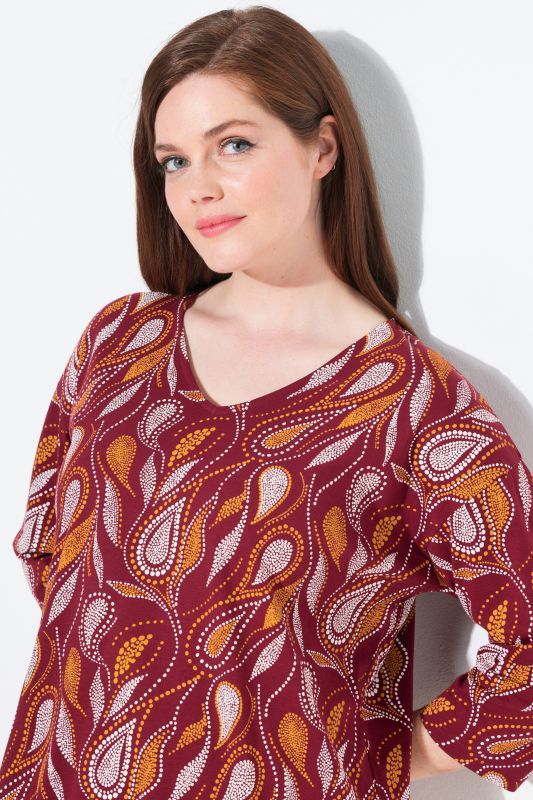 Eco Cotton Paisley Print 3/4 Sleeve Pajama Tee