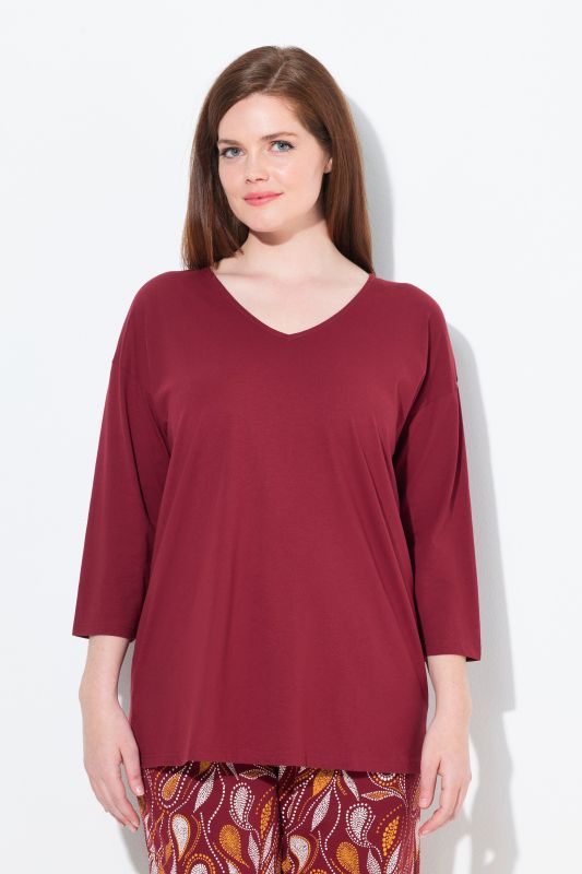 Eco Cotton 3/4 Sleeve V-Neck Pajama Tee