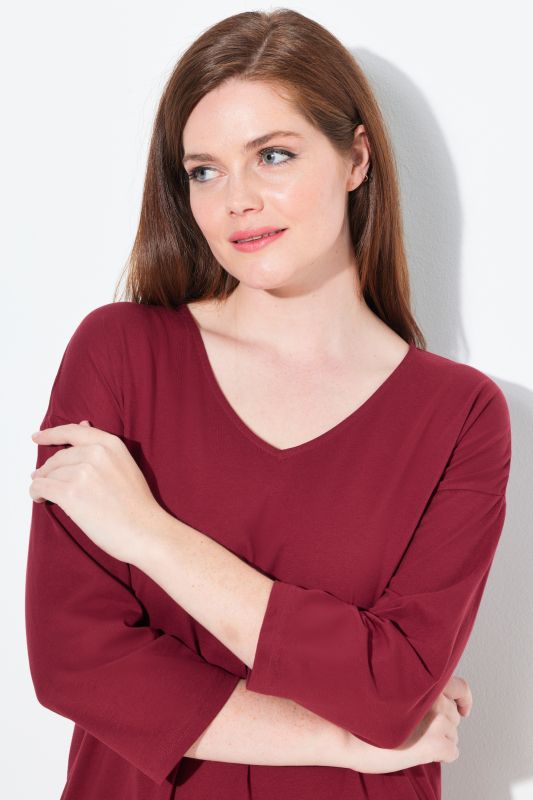 Eco Cotton 3/4 Sleeve V-Neck Pajama Tee