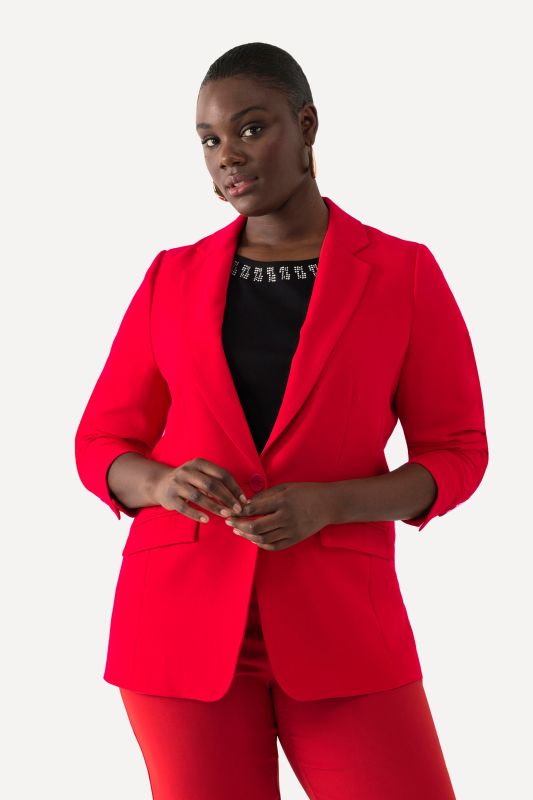 Triacetate Blend Lapel Collar Fully Lined Blazer