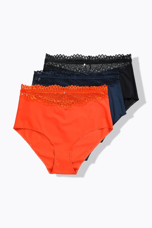 TRUYOU Maxislips, 3er-Pack, Spitzen-Bündchen, Mikrofaser