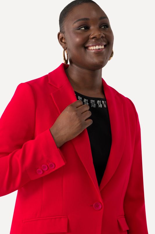 Triacetate Blend Lapel Collar Fully Lined Blazer