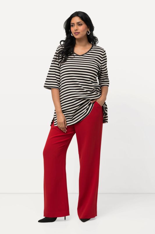 Triacetate Blend Wide Straight Leg Suit Pants