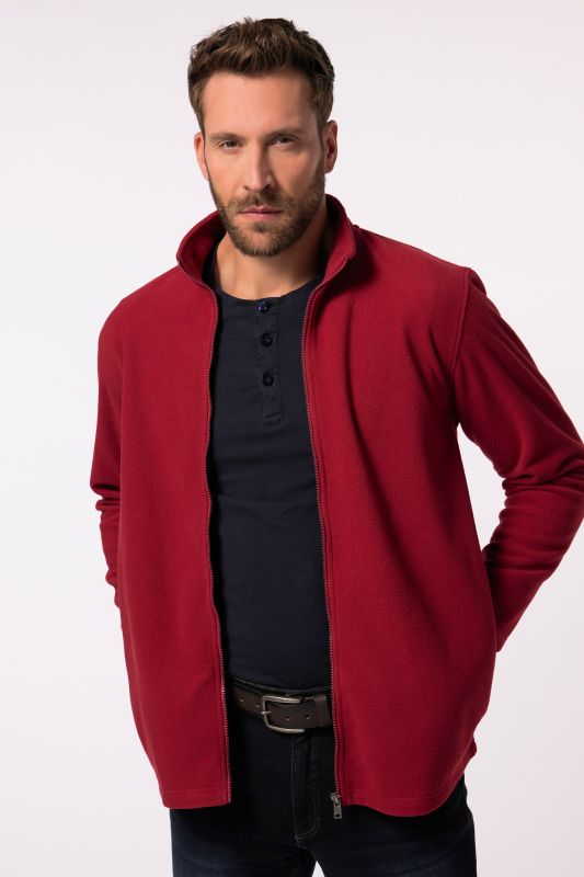 Fleece jacket, outdoor, stand-up collar, zip pockets, up to 8 XL