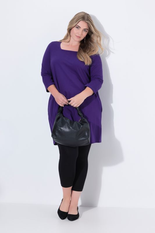 Square Neckline Knit Swing A-line Pocket Tunic