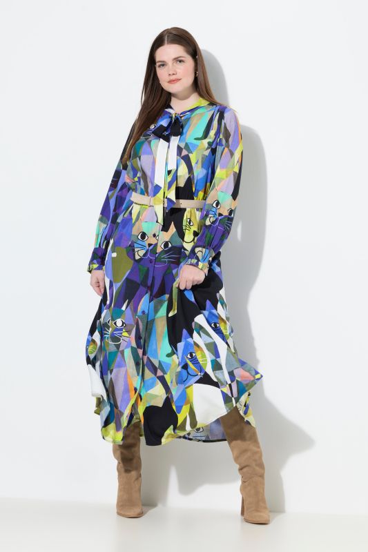 Floral Bow Tie Long Sleeve Maxi Dress