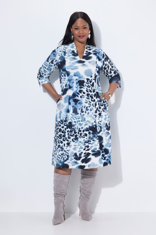Leopard Print Punto di Roma 3/4 Sleeve Dress