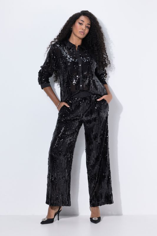 Sequined Elastic Waist Pants