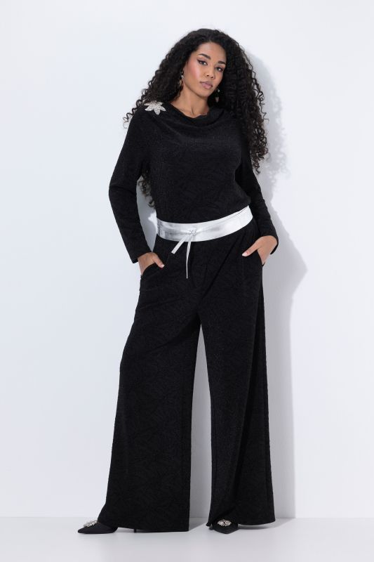 Wide Leg Elastic Waist Glitter Pants