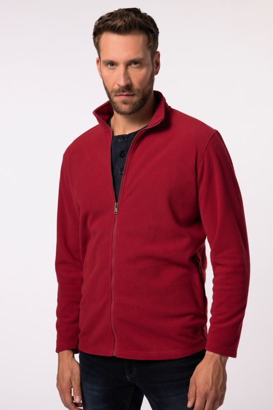 Fleece jacket, outdoor, stand-up collar, zip pockets, up to 8 XL