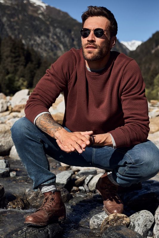 Sweater, round neckline, JP1880 embroidery, cotton