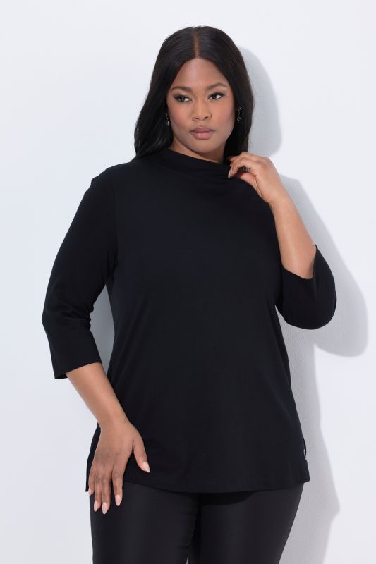 Pima Cotton 3/4 Sleeve Mock Turtleneck