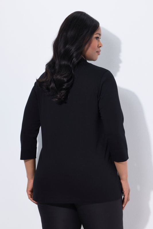 Pima Cotton 3/4 Sleeve Mock Turtleneck