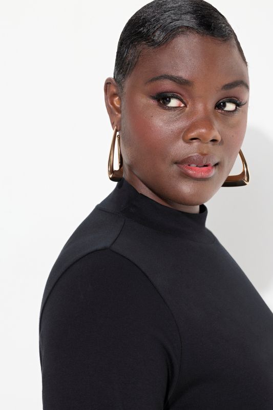 Pima Cotton 3/4 Sleeve Mock Turtleneck