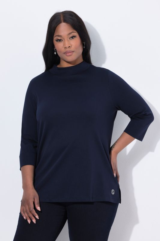 Pima Cotton 3/4 Sleeve Mock Turtleneck