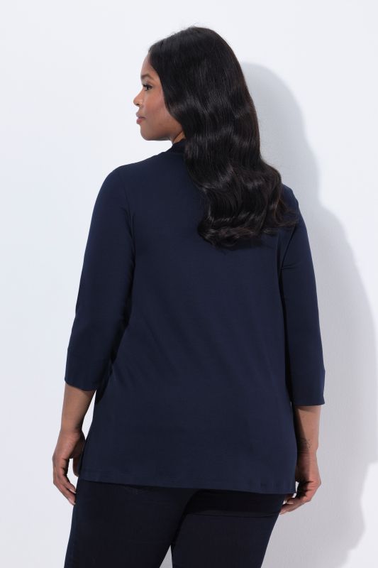 Pima Cotton 3/4 Sleeve Mock Turtleneck