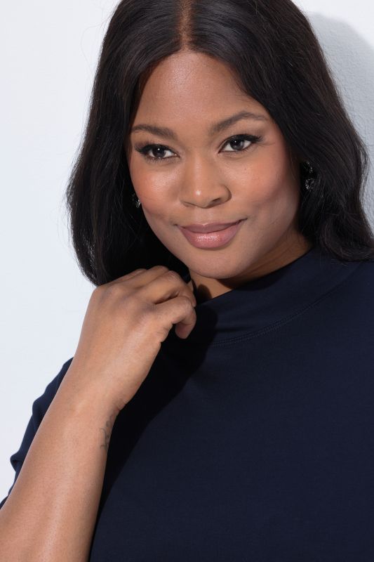 Pima Cotton 3/4 Sleeve Mock Turtleneck