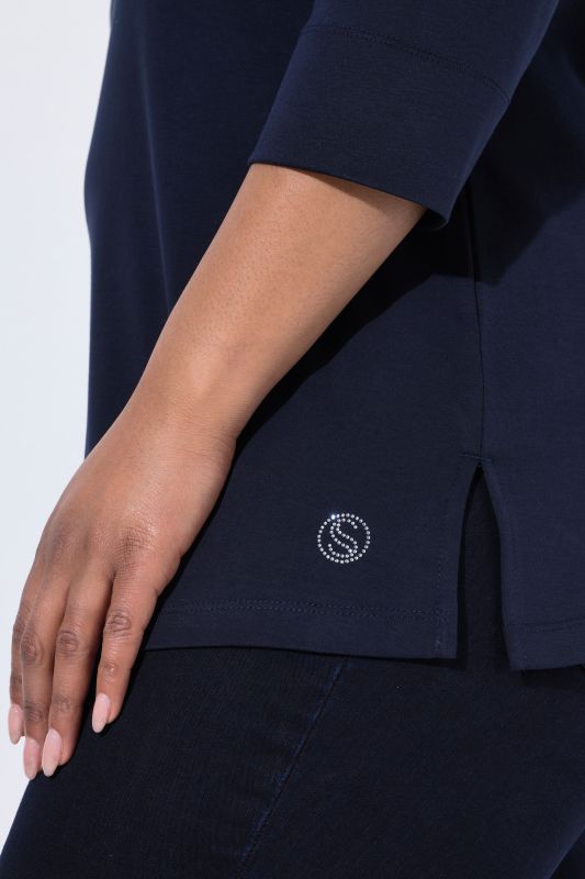 Pima Cotton 3/4 Sleeve Mock Turtleneck