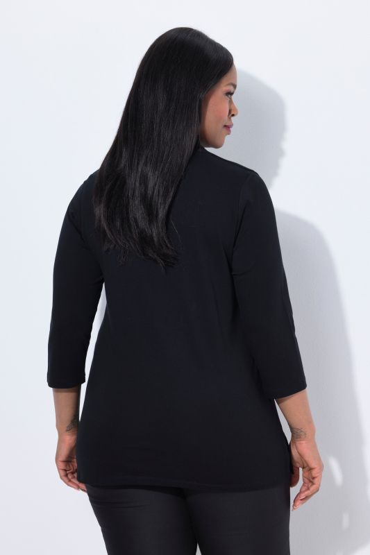 Pima Cotton Goblet Collar 3/4 Sleeve Tee