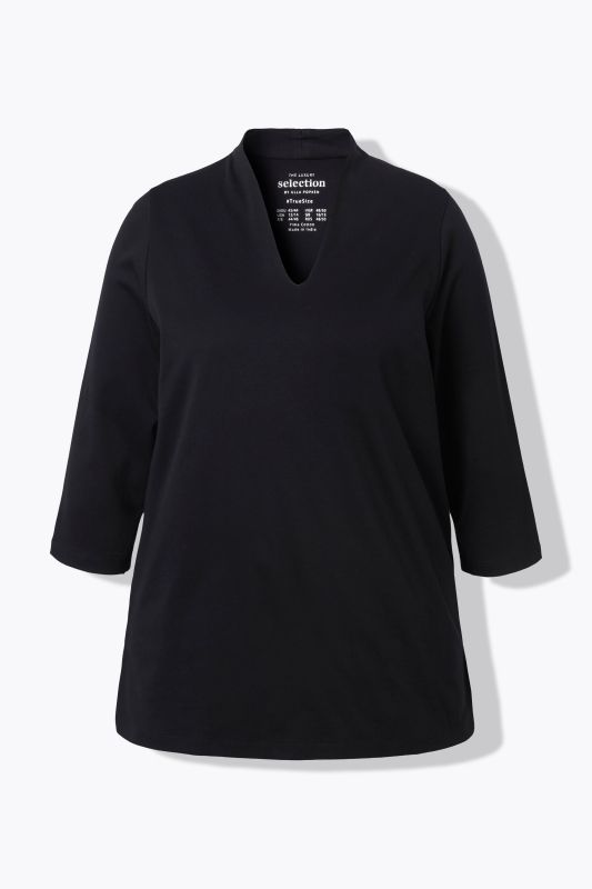 Pima Cotton Goblet Collar 3/4 Sleeve Tee