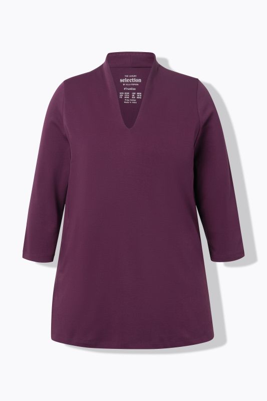 Pima Cotton Goblet Collar 3/4 Sleeve Tee