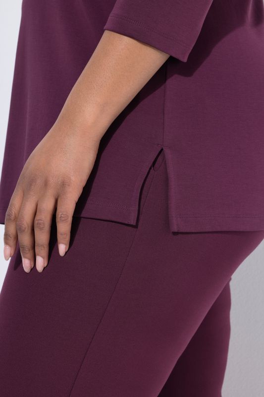 Pima Cotton Goblet Collar 3/4 Sleeve Tee